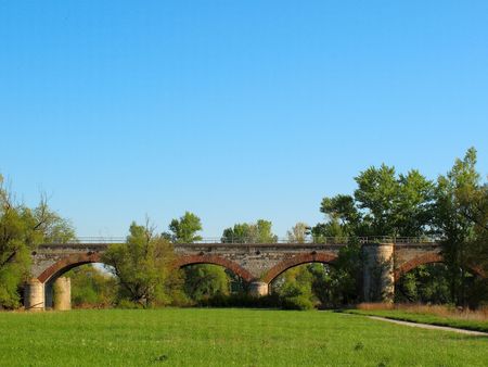 Old stone railroad brodgeの写真素材