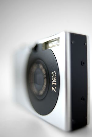 Consumer digital camera wit sign in silver and black colorの写真素材