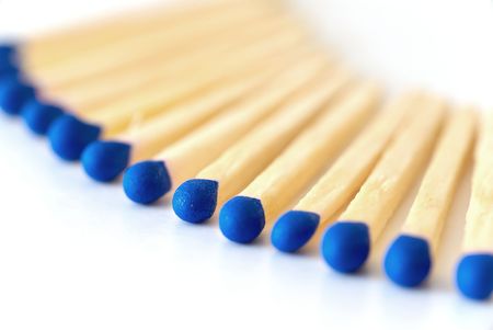 Detail fo matches with blue headsの写真素材