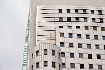 Modern office building with metal facadeの写真素材