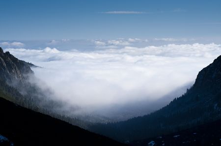 Clouds in vallue, late autumn in mountainsの写真素材