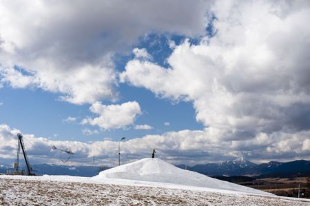 skiing in the and of winterの写真素材
