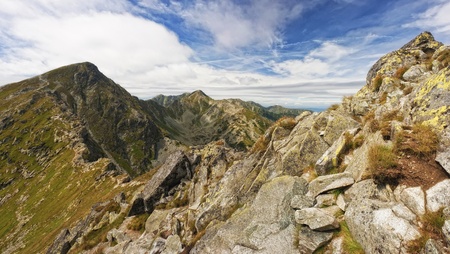 Panorama of mountains in summer sunny dayの写真素材