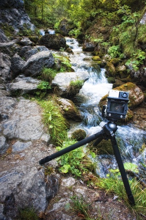 Shooting of a creek with old film cameraの写真素材