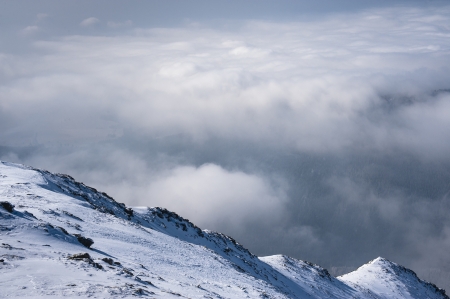 Mountains in a sunny day in the end of winterの写真素材