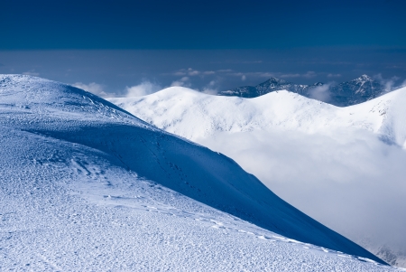 Mountains in a sunny day in the end of winterの写真素材