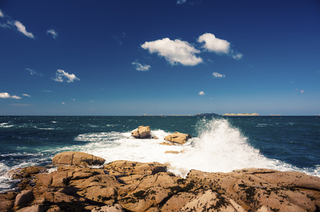 Cote de Granit Rose, Brittany, France. Beach in a sunny dayの写真素材