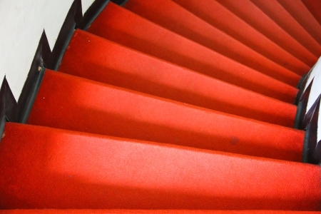 Red carpet on stairの写真素材