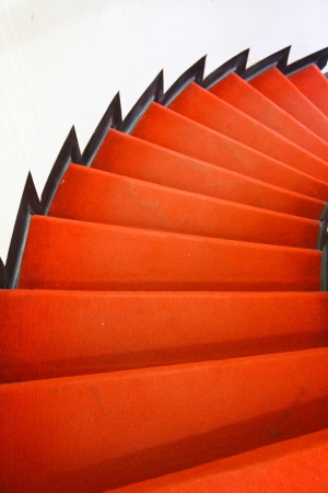 Red carpet on stairの写真素材