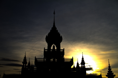 Thai temple, wat prathatruengrong, Srisaket Thailandの写真素材