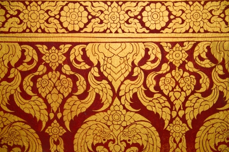 Thai art wall in temple Thailandのeditorial素材