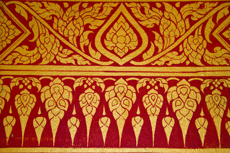 Thai art wall in temple Thailand
