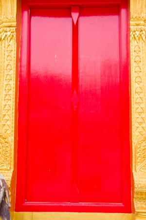 Thai temple red doorの写真素材