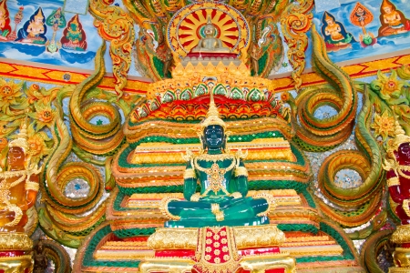 green glass buddha in thailandの写真素材