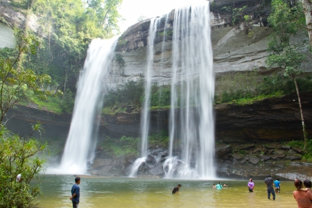 Bak Teo or Huay Luang Waterfall, Phu chong Na Yoi National Park, Ubon Ratchathani, Thailandのeditorial素材