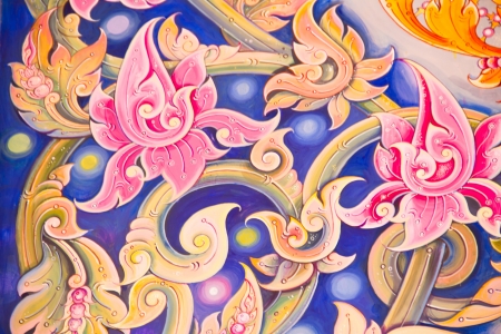 Painting Art Thai Style Temple, Chaimongkol pagoda, Roi et Province Thailandのeditorial素材