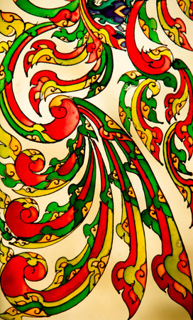 Thai style work art in Temple, Chaimongkhol Pagoda, Thailandのeditorial素材