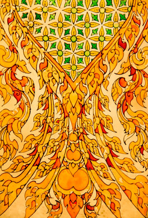 Thai style work art in Temple, Chaimongkhol Pagoda, Thailandのeditorial素材