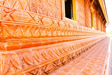 Thai style art at temple, Wat Sawangveeravong, Ubonratchathani Province, Thailandの写真素材