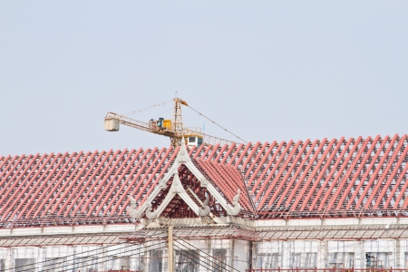 Crane on construction of Thailandのeditorial素材