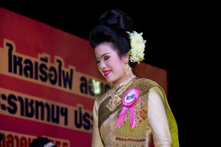 Thai cute girls contestant a carnival to celebrate the Loy Kratong Festivalのeditorial素材