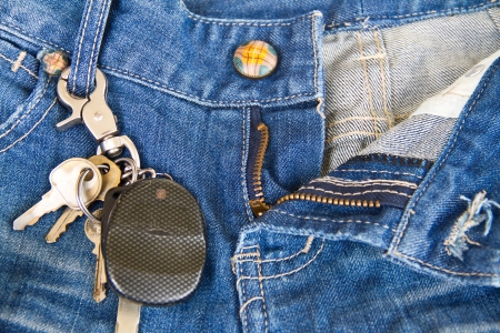Jeans and car keyの写真素材