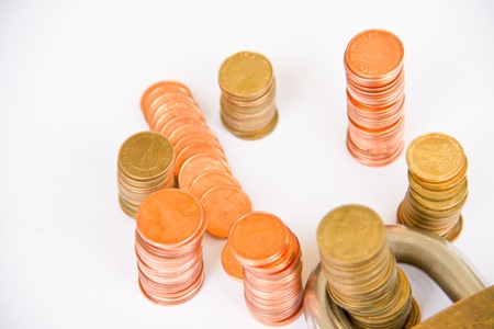 thai money coin on white backgroundの写真素材