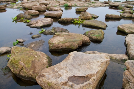 Stone at Saphue rapids or Kang Saphue at Ubonratchathani Thailandの写真素材