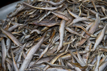 dry fish in market, Thailand foodの写真素材
