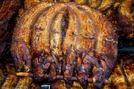 dry fish in market, Thailand foodの写真素材