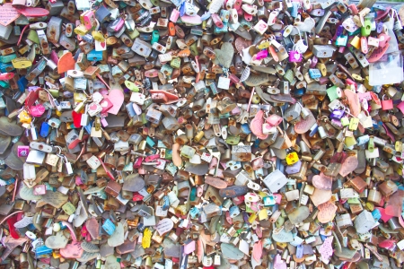 Plenty of master key were locked along the wall on Dec 7, 2011 at Seoul tower  People believe that the locked key will keep their forever love のeditorial素材