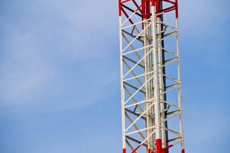 Communication Tower on blue sky backgroundの写真素材