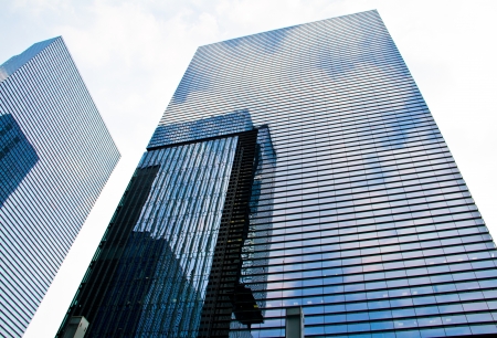 modern glass silhouettes on modern building のeditorial素材