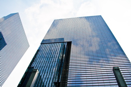 modern glass silhouettes on modern building のeditorial素材