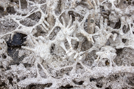 Many hands in fountain near Rong Khun temple in Chiang Maiの写真素材