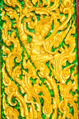 Thai style Carving door templeの写真素材