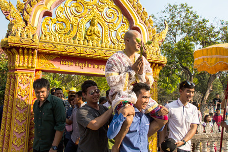 Thai new monk parade in the Newly Buddhist ordination ceremonyのeditorial素材