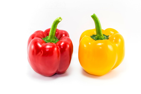 Red and yellow sweet pepperの写真素材