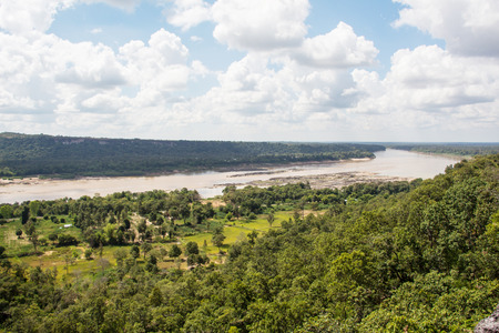 view Khong river at phataem Ubonratchathani Thailandの写真素材