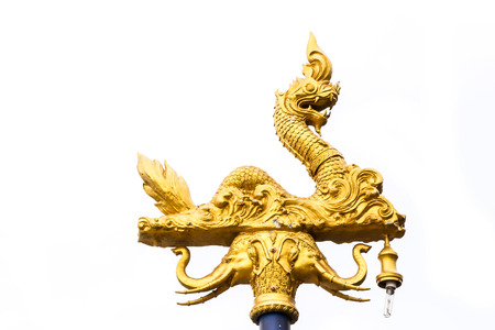 Golden naga decor thai style street lightの写真素材