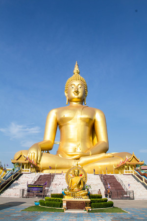 Golden buddha on blue skyのeditorial素材