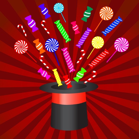  magic hat with candiesのイラスト素材