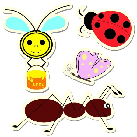 Set of vector insect stickers. Vector illustration. EPS8 のイラスト素材