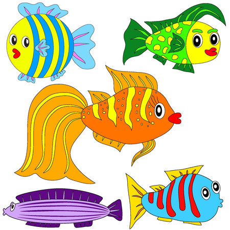 Cartoon vector fish set EPS8のイラスト素材