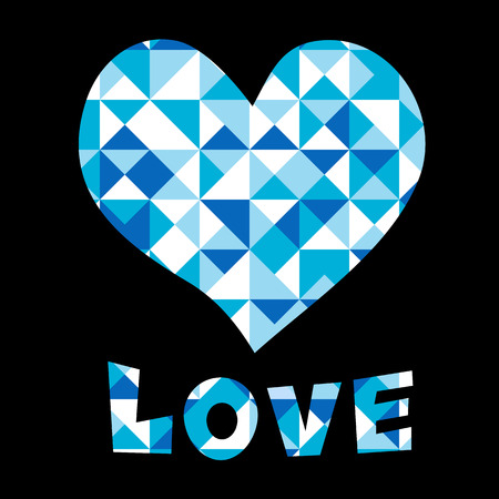 illustration with heart and Love textのイラスト素材