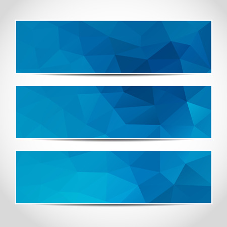 Set of trendy blue vector banners template or website headers with abstract geometric background. Vector design illustration EPS10のイラスト素材