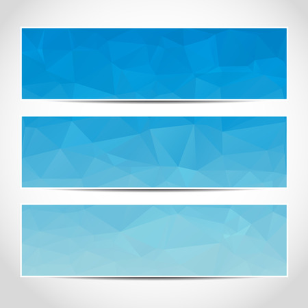 Set of trendy blue vector banners template or website headers with abstract geometric background. Vector design illustration EPS10のイラスト素材