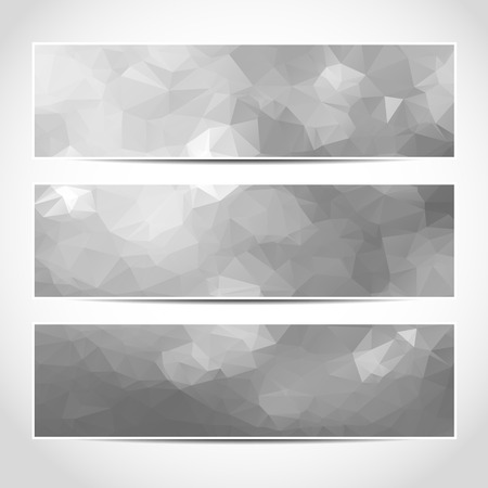 Set of trendy silver vector banners template or website headers with abstract geometric background. Vector design illustration EPS10のイラスト素材