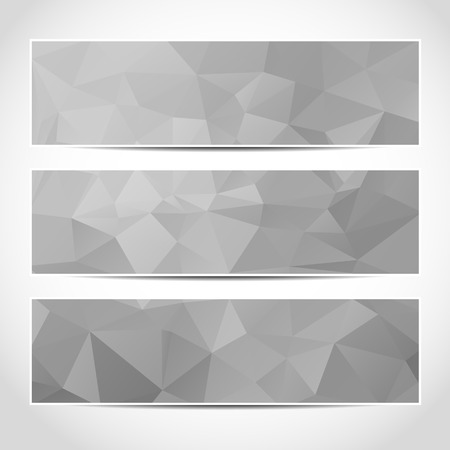 Set of trendy grey vector banners template or website headers with abstract geometric background. Vector design illustration EPS10のイラスト素材