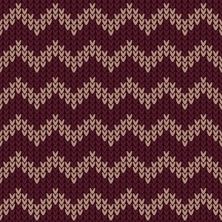Chevron knitted sweater seamless pattern with Marsala trendy colors. のイラスト素材